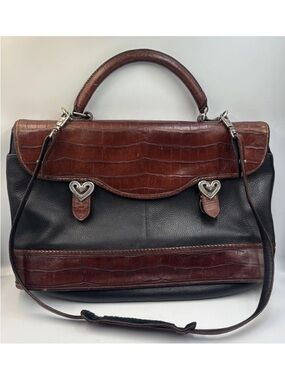 Brighton For Business Caroline 2 Tone Crocodile Embossed Satchel Briefcase Brown
